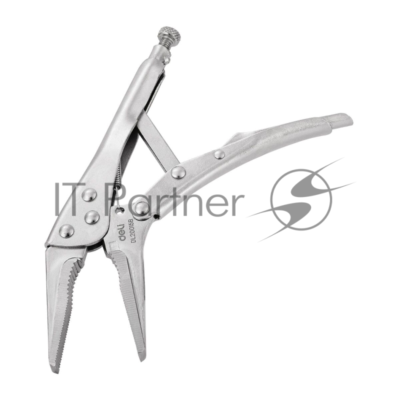 Зажимные клещи удлиненные Deli DL20015B 9 Рабочий ход 70 мм. Материал высокоуглеродистая сталь CrMo. Регулировочный винт. Быстросъёмная ручка.