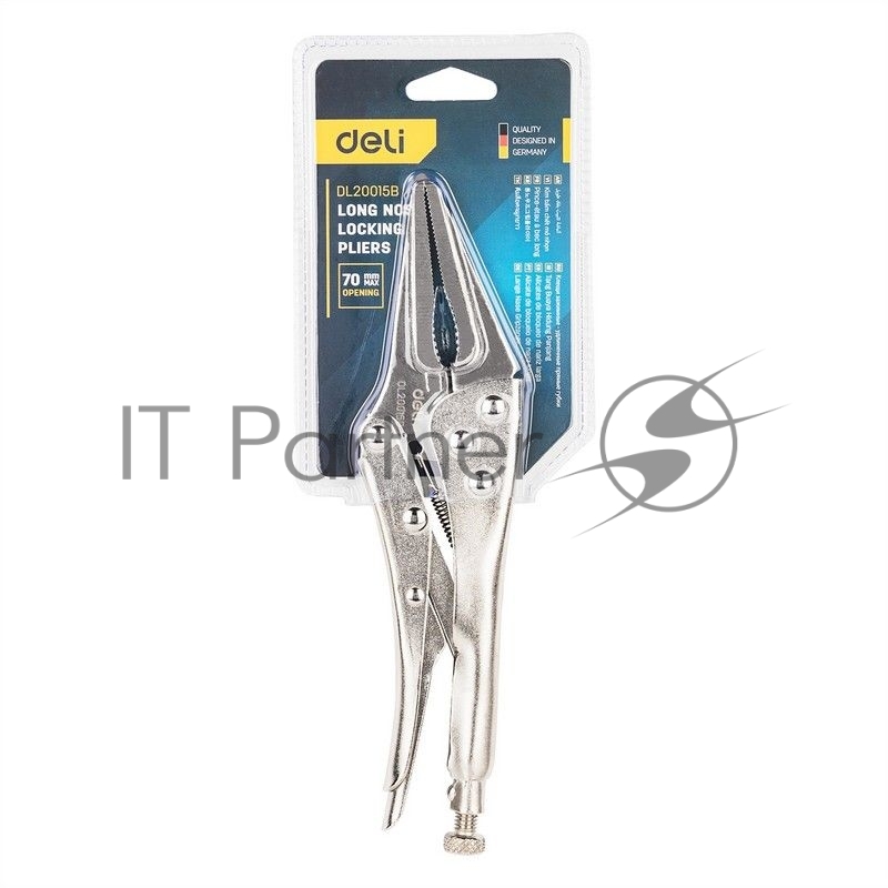 Зажимные клещи удлиненные Deli DL20015B 9 Рабочий ход 70 мм. Материал высокоуглеродистая сталь CrMo. Регулировочный винт. Быстросъёмная ручка.