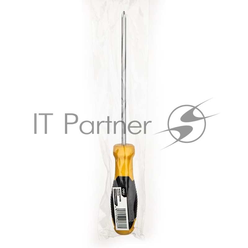 Крестовая отвертка Deli DL635150 PH1x150мм Материал: CR-V. Двухкомпонентная ручка. Хромированная.