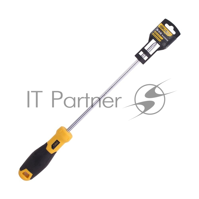 Крестовая отвертка Deli DL636200 PH2x200мм Материал: CR-V. Двухкомпонентная ручка. Хромированная.