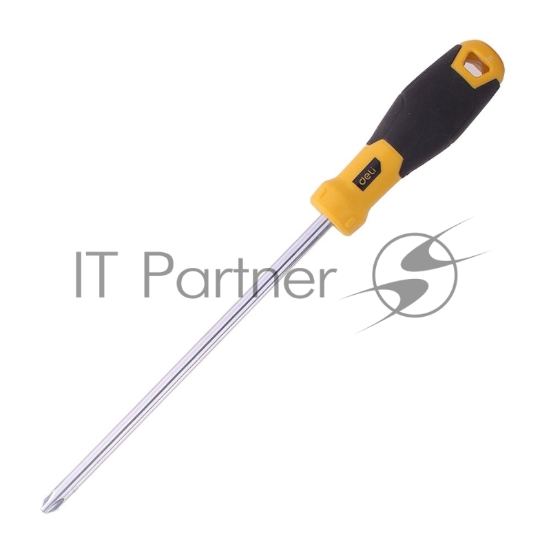 Крестовая отвертка Deli DL638200 PH3x200мм Материал: CR-V. Двухкомпонентная ручка. Хромированная.