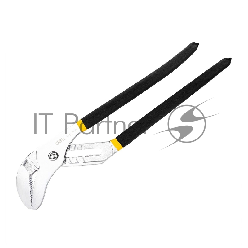 Переставные клещи Deli DL2616 16 Высоко углеродистая сталь. Двухкомпонентная ручка. Применимый диапазон: 15-105 мм. Регулировка в семи положениях: гибкий зажим.