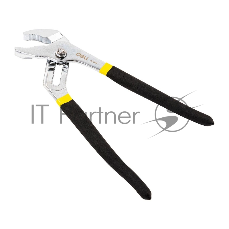Переставные клещи Deli DL2610 10 Высоко углеродистая сталь. Двухкомпонентная ручка. Применимый диапазон: 8-55 мм. Регулировка в семи положениях: гибкий зажим.