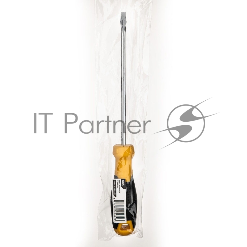 Шлицевая отвертка Deli DL6351501 5х150мм Материал: CR-V. Двухкомпонентная ручка. Хромированная.