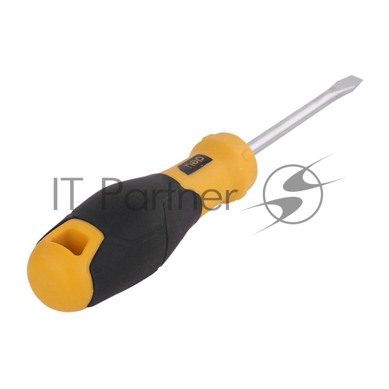 Шлицевая отвертка Deli DL6361001 6х100мм Материал: CR-V. Двухкомпонентная ручка. Хромированная.