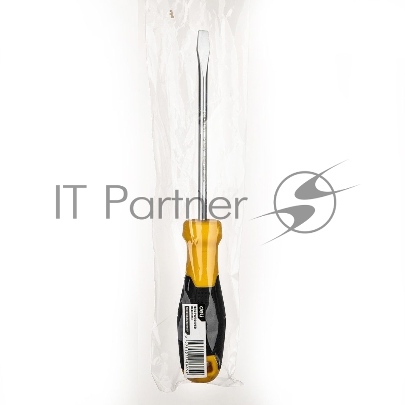 Шлицевая отвертка Deli DL6361251 6х125мм Материал: CR-V. Двухкомпонентная ручка. Хромированная.