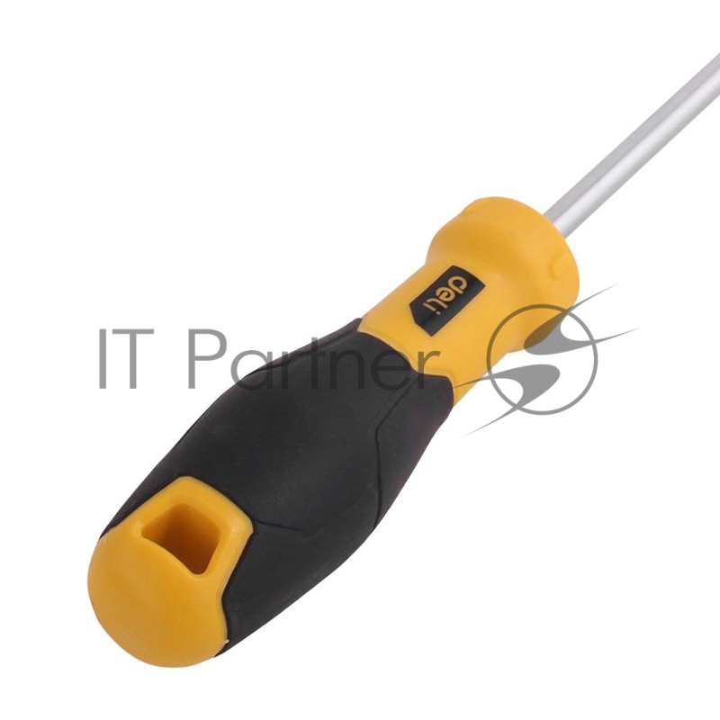 Шлицевая отвертка Deli DL6362001 6х200мм Материал: CR-V. Двухкомпонентная ручка. Хромированная.