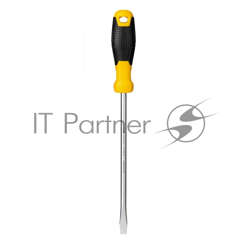 Шлицевая отвертка Deli DL6382001 8х200мм Материал: CR-V. Двухкомпонентная ручка. Хромированная.