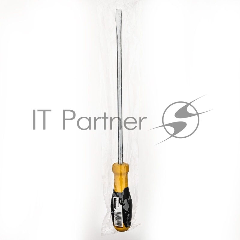 Шлицевая отвертка Deli DL6382501 8х250мм Материал: CR-V. Двухкомпонентная ручка. Хромированная.