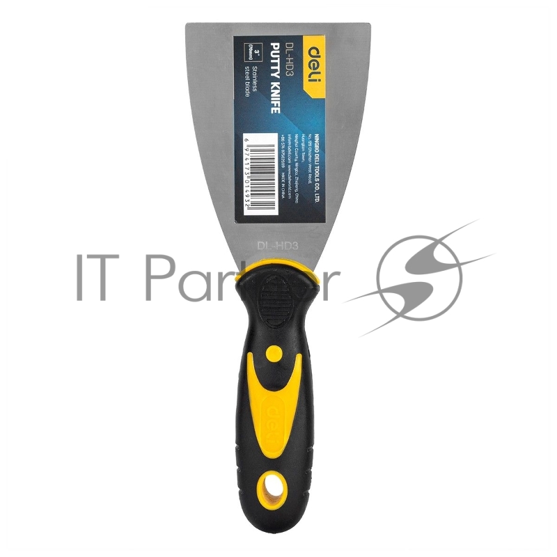 Шпатель Deli DL-HD3 75мм Размер: 75 мм. Длина 12 мм. Нержавеющая сталь.