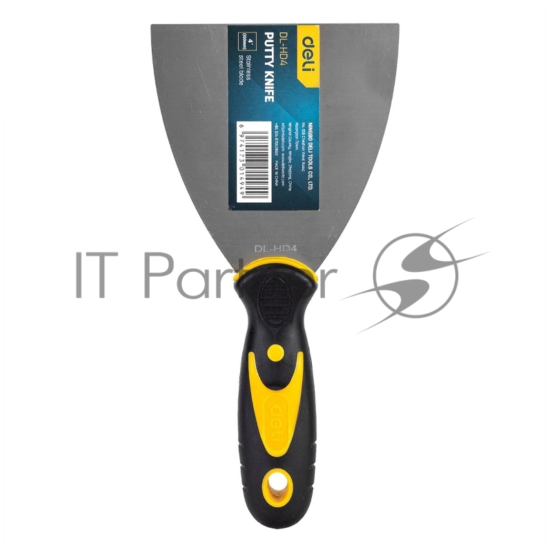 Шпатель Deli DL-HD4 100мм Размер:100 мм. Длина 12 мм. Нержавеющая сталь.