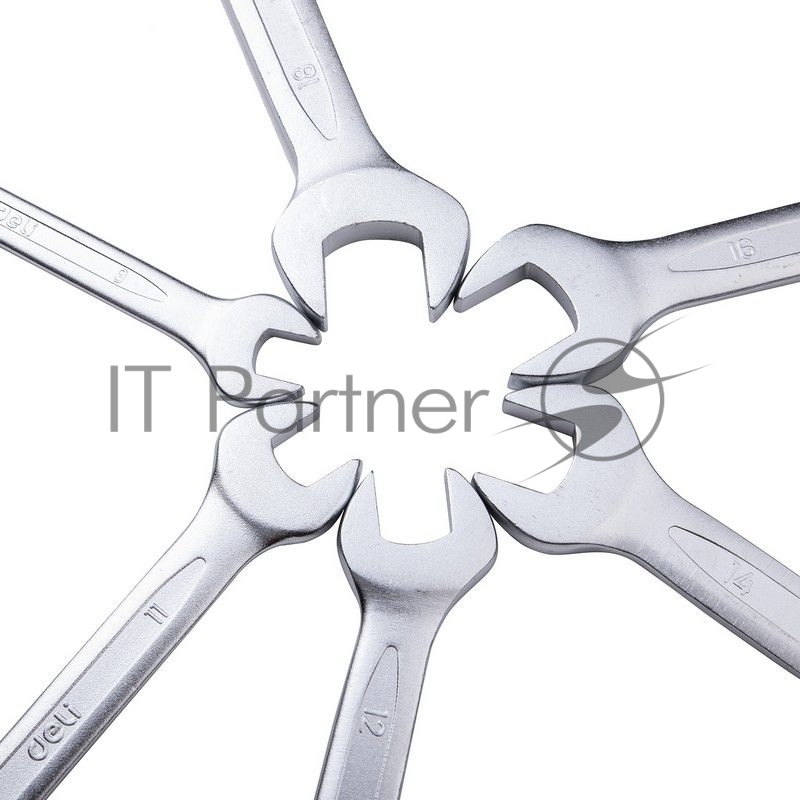 Набор двусторонних гаечных ключей 12 шт Deli DL160012A Спецификация: 6x7мм, 8x9мм, 10x11мм, 12x13мм, 14x15мм, 16x17мм, 18x19мм, 20x22мм, 21x23мм, 24x27мм, 25x28мм, 30x32мм. Матовая хромированная поверхность. Тканевая упаковка.