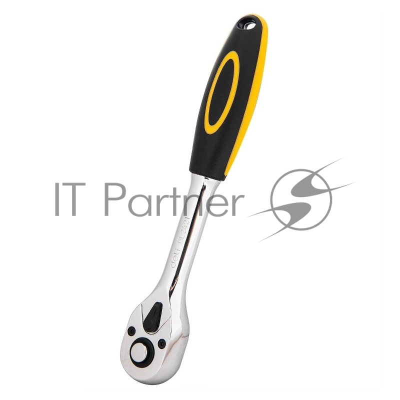 Ключ-трещотка Deli DL2421 3/8 Размер: 200 мм. Двухкомпонентная трещотка, 45 T (зубья), шестерня Cr-Mo, быстросъемная.