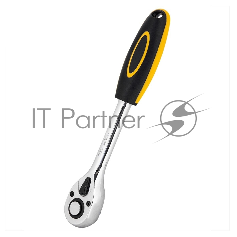 Ключ-трещотка Deli DL2521 1/2 Размер: 254 мм. Двухкомпонентная трещотка, 45 T (зубья), шестерня Cr-Mo, быстросъемная.