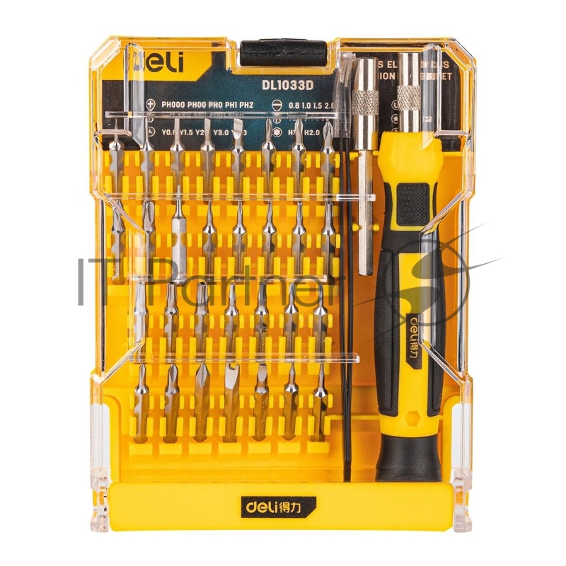 Набор прецизионных отверток Deli DL1033D 33 предмета Материал Cr-V. Пластиковый кейс.