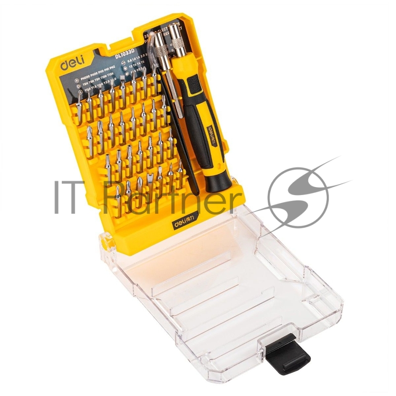 Набор прецизионных отверток Deli DL1033D 33 предмета Материал Cr-V. Пластиковый кейс.