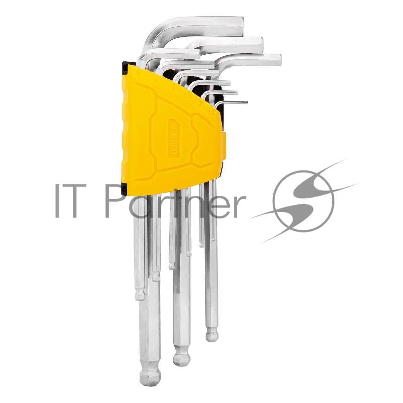 Набор шестигранных ключей с шаром Deli DL3088 9 шт. Размер: 1,5-10 мм. Материал: Cr-V. Шаровой конец. Хромированный.