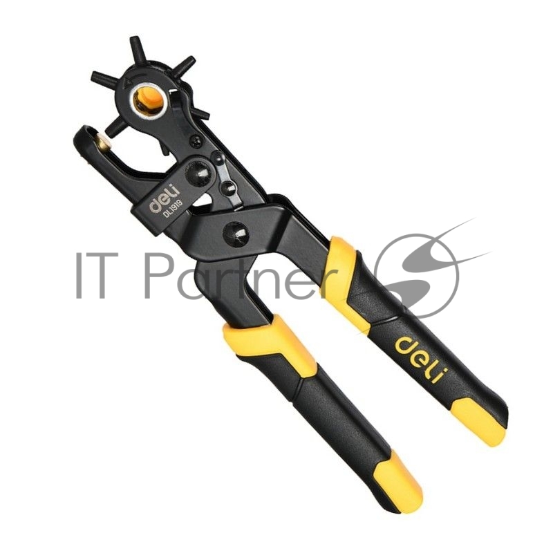 Револьверный дырокол для кожи 6-в-1 Deli DL1919 9 Размер: 9 дюймов. Диаметр пуансона: 2, 2,5, 3, 3,5, 4, 4,5 мм. Материал: Cr-V.