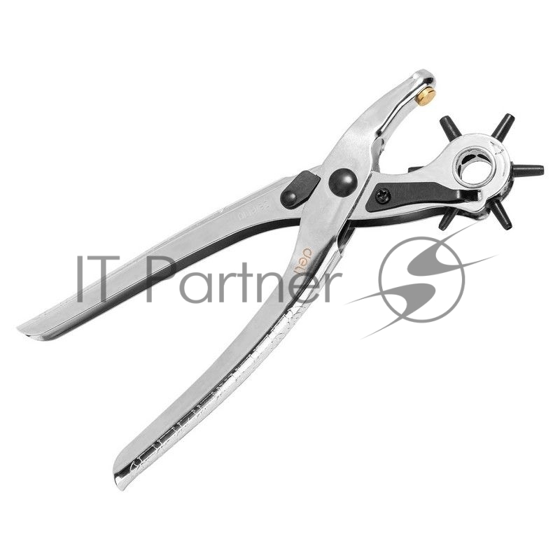 Револьверный дырокол для кожи 6-в-1 Deli DL1919С 9 Размер: 9 дюймов. 2, 2,5, 3, 3,5, 4, 4,5 мм. Формованный пуансон: Cr-V Хромированный.