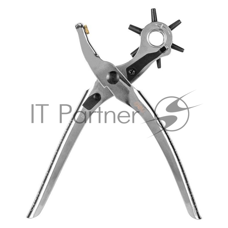 Револьверный дырокол для кожи 6-в-1 Deli DL1919С 9 Размер: 9 дюймов. 2, 2,5, 3, 3,5, 4, 4,5 мм. Формованный пуансон: Cr-V Хромированный.