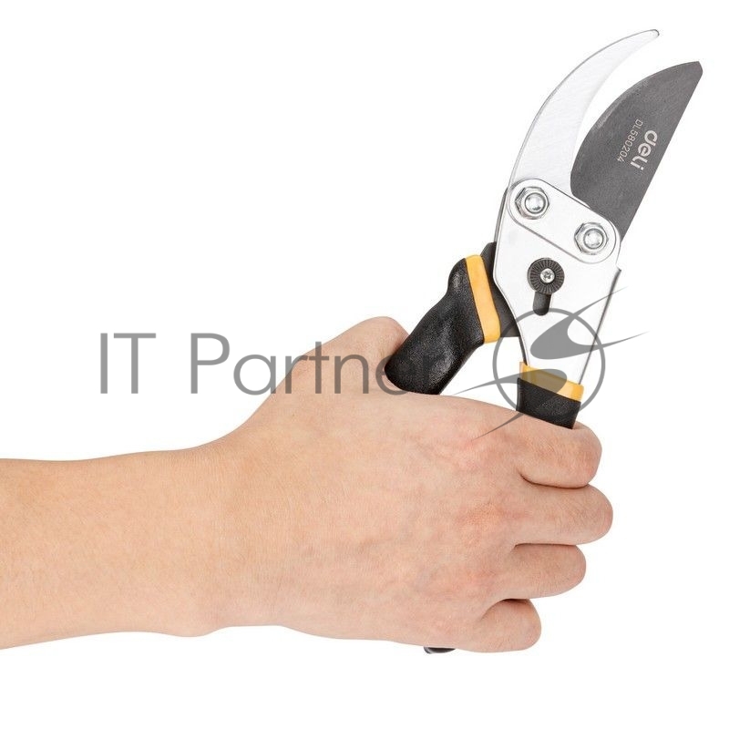 Секатор Deli DL580204 Размер 200 мм. Макс диаметр резки 15 мм. Сталь 55С. Термообработанная поверхность. Тефлоновая уплотнённая пластиковая ручка.