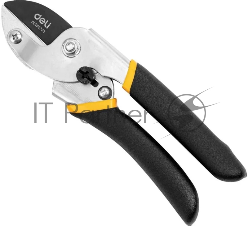 Секатор Deli DL580205 Размер 200 мм. Макс диаметр резки 15 мм. Сталь 55С. Термообработаная поверхность. Тефлоновая уплотнённая пластиковая ручка.