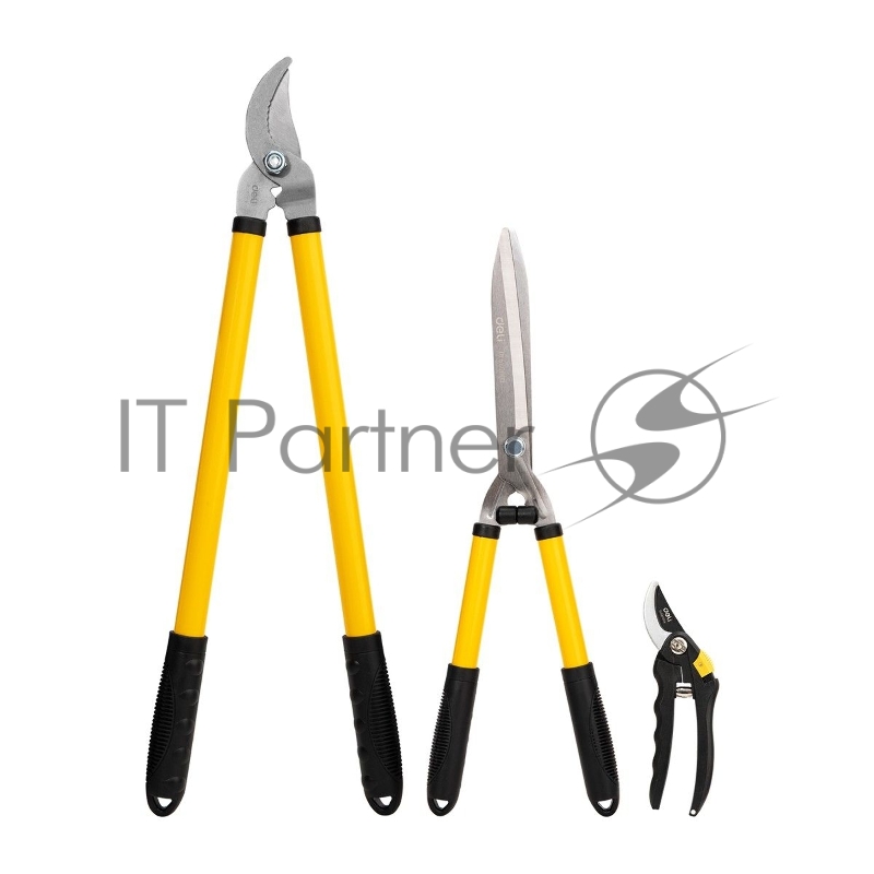 Набор сучкорез, кусторез, секатор Deli DL580003 Набор из трёх предметов. Сталь 55С. Термообработанная поверхность. Ручка с полипропиленновым покрытием.