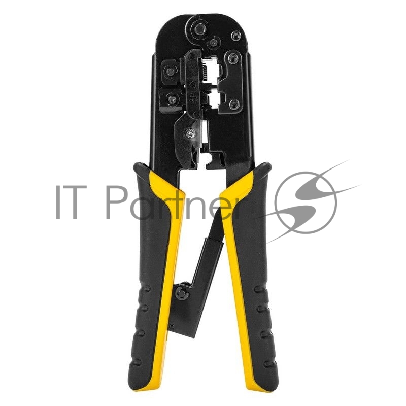 Обжимные клещи Deli DL4971 4P,6P,8P Размер: 200 мм. Спецификация обжима: 4P, 6P, 8P. Сталь A3 с черным покрытием. Ручка из ПВХ и ТПР. Храповой механизм. Подходит для витой пары UTP/STP и телефонных кабелей.