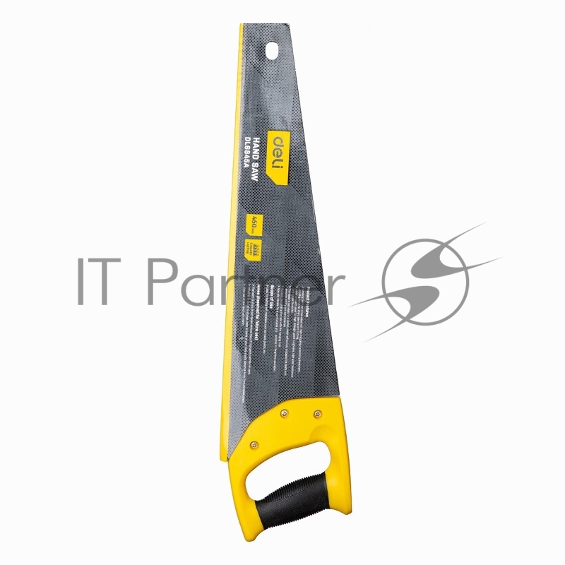 Ножовка по дереву Deli DL6845A 450мм Материал: 65Mn. Термообработанная поверхность. Шлифовка зубов с 3-х сторон. Литая ручка из двухкомпонентного противоударного пластика.