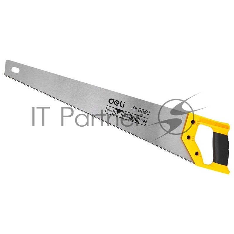 Ножовка по дереву Deli DL6850 500мм Материал: 65Mn. Термообработанная поверхность. Зубья пилы: 7 TPI. Шлифовка зубов с 2-х сторон. Литая ручка из двухкомпонентного противоударного пластика.