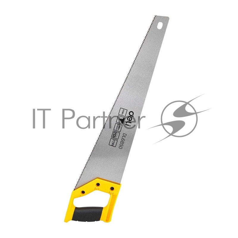 Ножовка по дереву Deli DL6850 500мм Материал: 65Mn. Термообработанная поверхность. Зубья пилы: 7 TPI. Шлифовка зубов с 2-х сторон. Литая ручка из двухкомпонентного противоударного пластика.