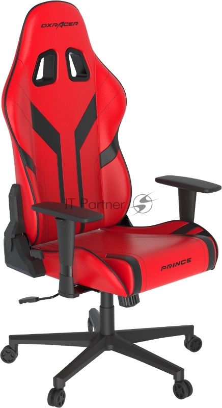 Компьютерное кресло DXRacer Peak Prince up to 100kg/180cm, top gun, 3D armrest, leatherette, recline 135, 2 wheels, red black