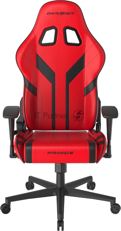 Компьютерное кресло DXRacer Peak Prince up to 100kg/180cm, top gun, 3D armrest, leatherette, recline 135, 2 wheels, red black