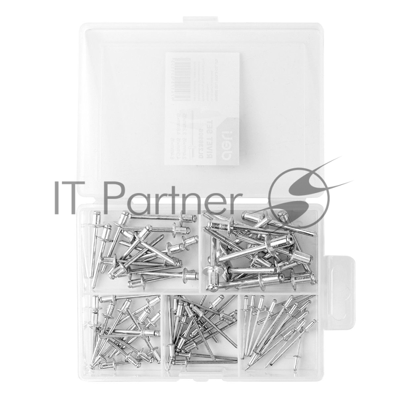 Набор заклепок Deli DL236906 75 шт (2.4мм,3.2мм,4.0мм,4.8мм,6.0мм) * 15 шт Пластиковая коробка.