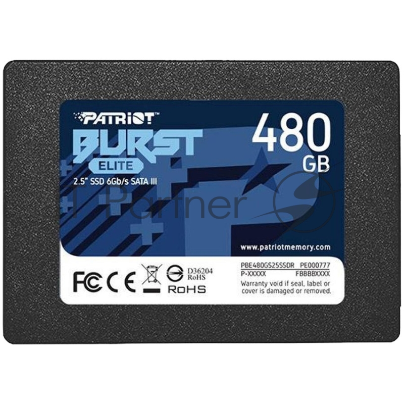 Накопитель SSD Patriot SATA III 480Gb PBE480GS25SSDR Burst Elite 2.5