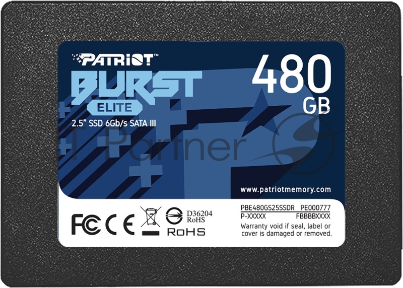 Накопитель SSD Patriot SATA III 480Gb PBE480GS25SSDR Burst Elite 2.5