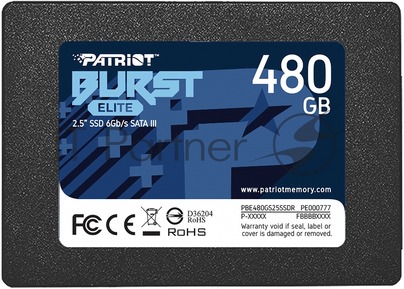 Накопитель SSD Patriot SATA III 480Gb PBE480GS25SSDR Burst Elite 2.5