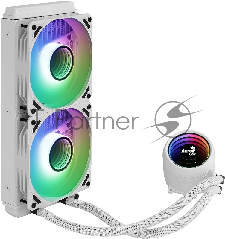 Система водяного охлаждения Aerocool Mirage L240 White Soc-AM4/1151/1200/2066/1700 4-pin 20-27dB Al+Cu 400W 1200gr LED Ret