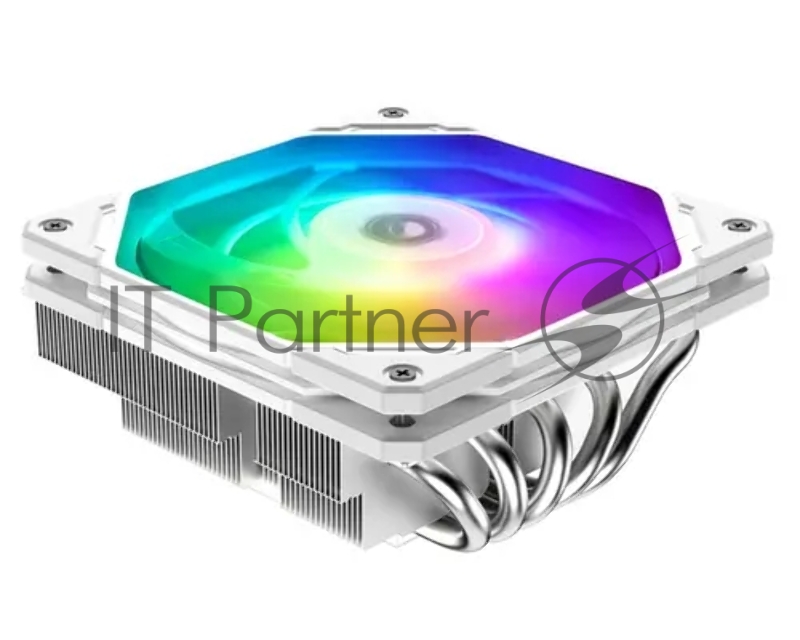 Кулер ID-COOLING IS-55 ARGB WHITE LGA1700/1200/115X/AM5/AM4 низкопрофильный высота 55mm (27шт/кор, TDP 125W, PWM, 5 тепл.трубок + медная база, FAN 120mm, белый) BOX