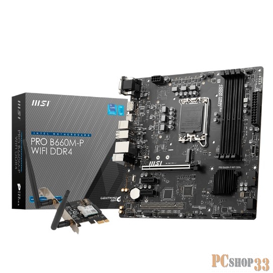 Материнская плата MSI PRO B660M-P WIFI DDR4 (LGA1700, B660, 4xDDR4, mATX,VGA+HDMI+DP)
