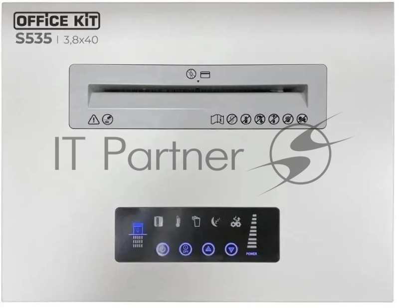 Шредер Office Kit S535 3,8x40 белый (секр.P-4) фрагменты 35лист. 50лтр. скобы пл.карты CD