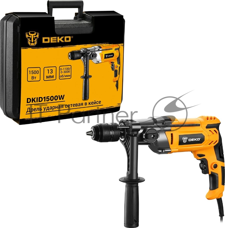 Дрель ударная Deko DKID1500W 1500Вт патрон:быстрозажимной реверс (кейс в комплекте) (063-4322)