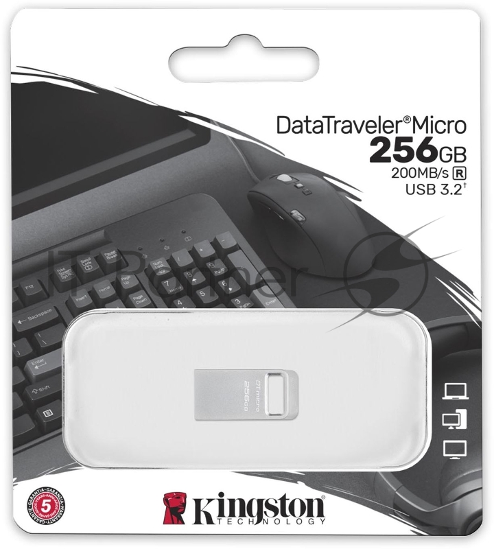 Флеш Диск Kingston 256Gb DataTraveler Micro DTMC3G2/256GB USB3.0 серебристый