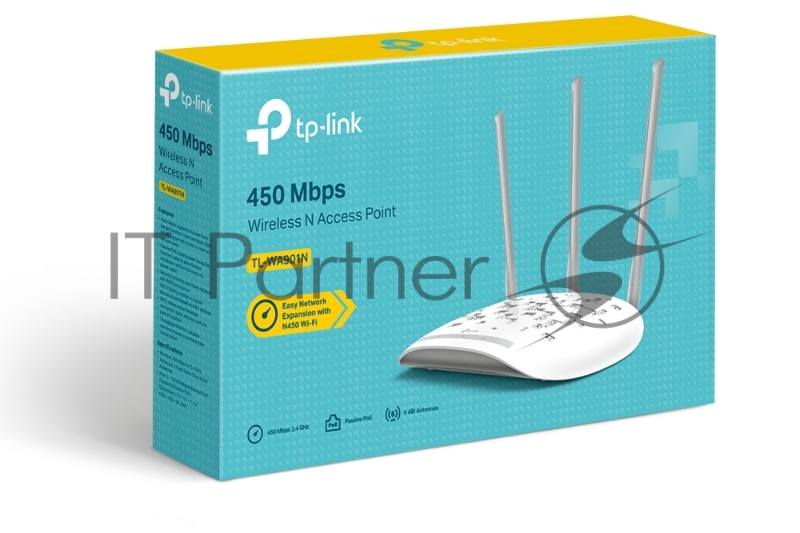 Точка доступа N450 Wi-Fi Access Point SPEED: 450 Mbps at 2.4 GHz SPEC: 3? Fixed Antennas, 1? 10/100M Port