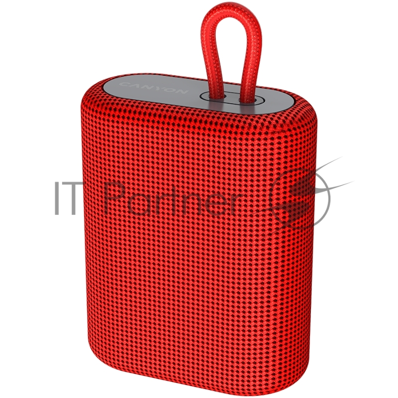 Портативная акустика Canyon Bluetooth Speaker, BT V5.0, BLUETRUM AB5365A, TF card support, Type-C USB port, 1200mAh polymer battery, Red, cable length 0.42m, 114*93*51mm, 0.29kg