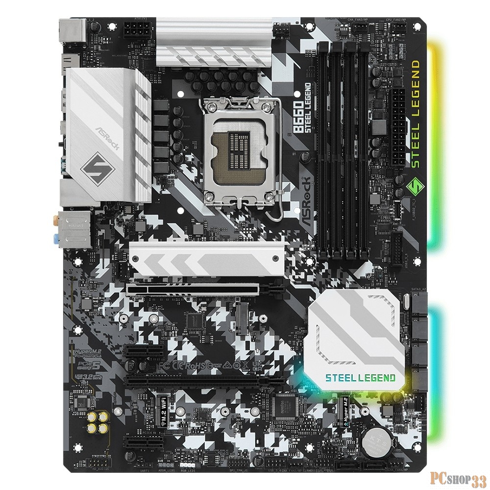 Материнская плата Asrock B660 STEEL LEGEND Soc-1700 Intel B660 4xDDR4 ATX AC`97 8ch(7.1) 2.5Gg RAID+HDMI+DP