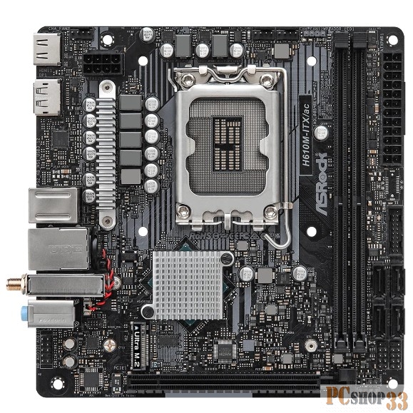 Материнская плата Asrock H610M-ITX/AC Soc-1700 Intel H610 2xDDR4 mini-ITX AC`97 8ch(7.1) GbLAN RAID+VGA+HDMI+DP