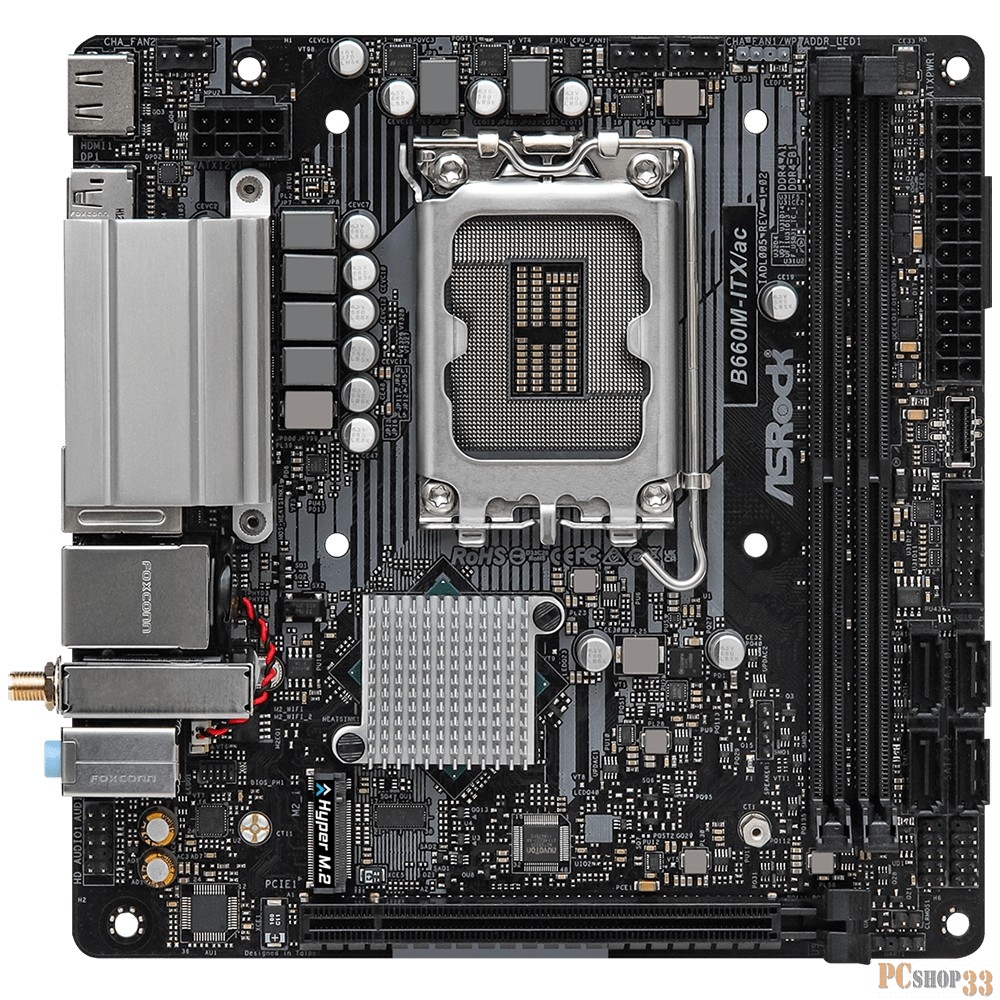Материнская плата Asrock B660M-ITX/AC Soc-1700 Intel B660 2xDDR4 mini-ITX AC`97 8ch(7.1) GbLAN RAID+VGA+HDMI+DP
