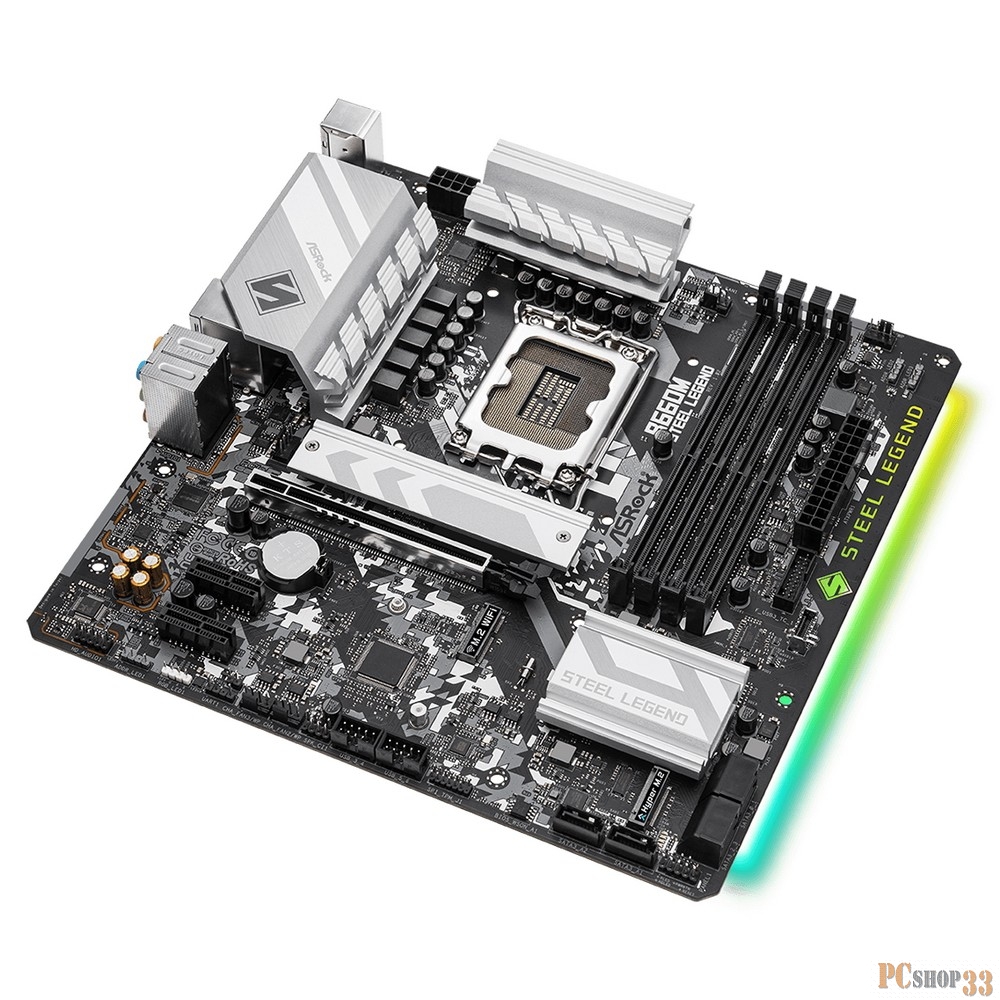 Материнская плата Asrock B660M STEEL LEGEND Soc-1700 Intel B660 4xDDR4 mATX AC`97 8ch(7.1) 2.5Gg RAID+HDMI+DP