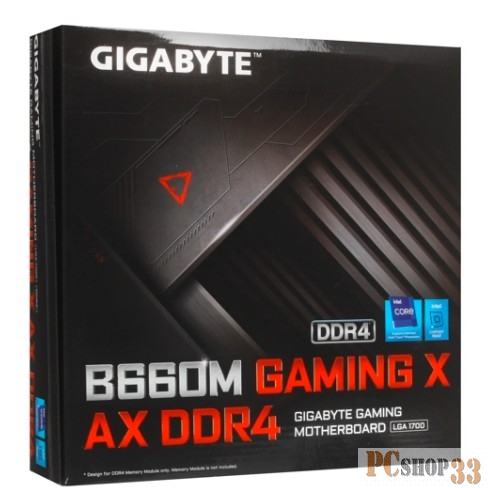 B660M GAMING X AX DDR4, Socket 1700, Intel®B660, 4xDDR4-3200, HDMI+DP, 2xPCI-Ex16, 4xSATA3(RAID 0/1/5/10), 2xM.2, 8Ch Audio, 2,5GbLan, WiFi, (5+4)xUSB2.0, (3+2)xUSB3.2, (0+1)xUSB3.2 Type-C™, mATX, RTL {}